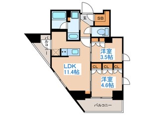 プラウドフラット渋谷笹塚の物件間取画像